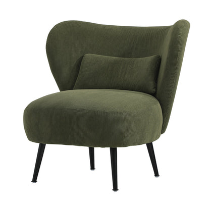 ACH-A8-GN Oikiture Armchair Lounge Chair with Lumbar Pillow Wingback Velvet Green