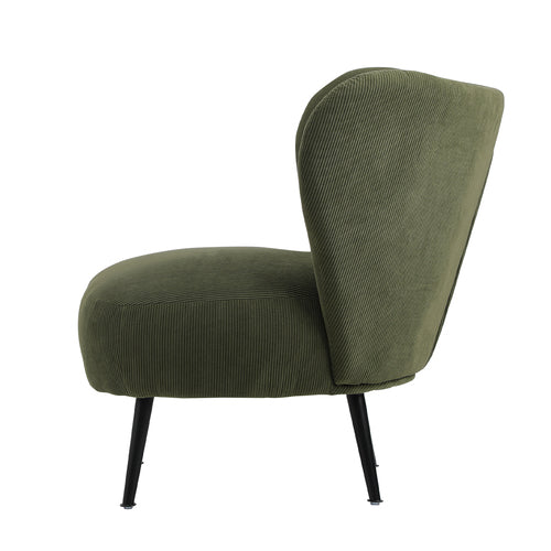 ACH-A8-GN Oikiture Armchair Lounge Chair with Lumbar Pillow Wingback Velvet Green