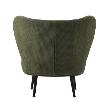 ACH-A8-GN Oikiture Armchair Lounge Chair with Lumbar Pillow Wingback Velvet Green