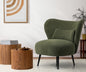 ACH-A8-GN Oikiture Armchair Lounge Chair with Lumbar Pillow Wingback Velvet Green