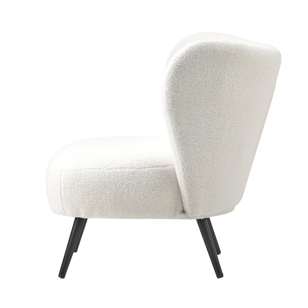 ACH-A8-SP-WH Oikiture Lounge Chair with Lumbar Pillow Wingback Boucle White