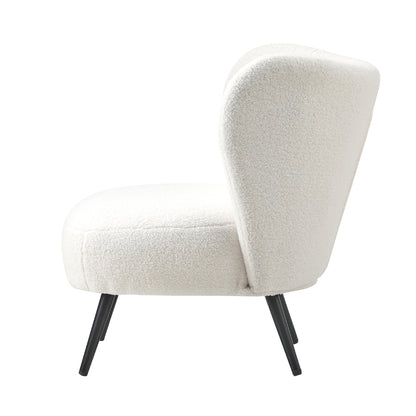 ACH-A8-SP-WH Oikiture Lounge Chair with Lumbar Pillow Wingback Boucle White