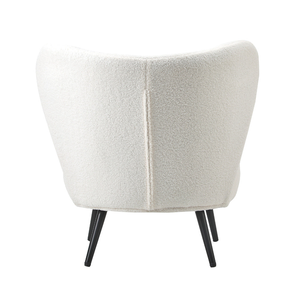 ACH-A8-SP-WH Oikiture Lounge Chair with Lumbar Pillow Wingback Boucle White