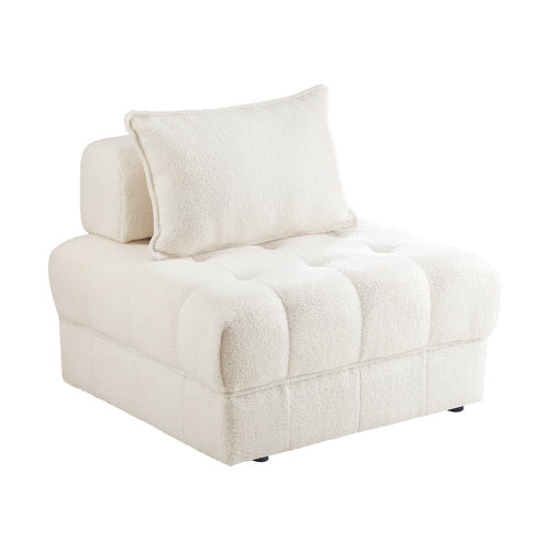 ACH-ONOR-SOF-SP-WH Oikiture 1 Seater Boucle Modular Sofa Lounge Chair Armless ONOR Back White