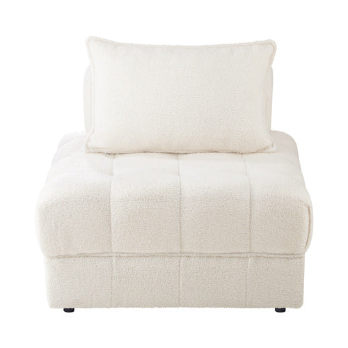 ACH-ONOR-SOF-SP-WH Oikiture 1 Seater Boucle Modular Sofa Lounge Chair Armless ONOR Back White