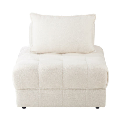 ACH-ONOR-SOF-SP-WH Oikiture 1 Seater Boucle Modular Sofa Lounge Chair Armless ONOR Back White