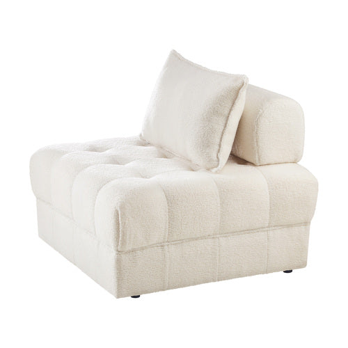 ACH-ONOR-SOF-SP-WH Oikiture 1 Seater Boucle Modular Sofa Lounge Chair Armless ONOR Back White