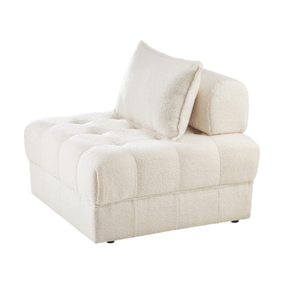 ACH-ONOR-SOF-SP-WH Oikiture 1 Seater Boucle Modular Sofa Lounge Chair Armless ONOR Back White
