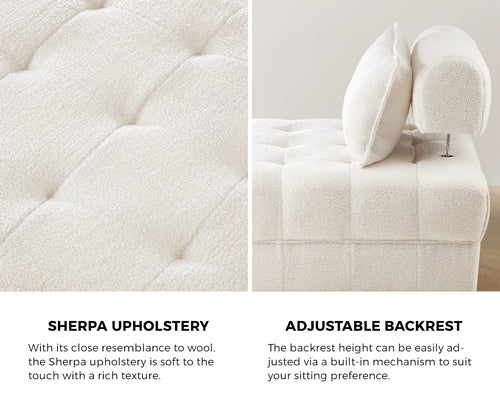 ACH-ONOR-SOF-SP-WH Oikiture 1 Seater Boucle Modular Sofa Lounge Chair Armless ONOR Back White