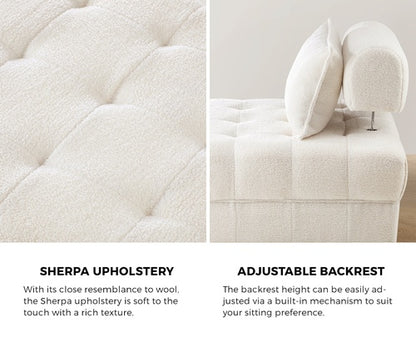 ACH-ONOR-SOF-SP-WH Oikiture 1 Seater Boucle Modular Sofa Lounge Chair Armless ONOR Back White