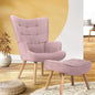 ACH-ST-A2-PK Oikiture Armchair Set Ottoman Fabric Sofa Chairs Pink