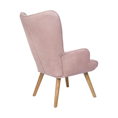ACH-ST-A2-PK Oikiture Armchair Set Ottoman Fabric Sofa Chairs Pink