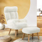 ACH-ST-TRON-SP-WH Oikiture Armchair with Ottoman Swivel Sherpa White