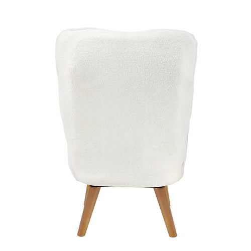ACH-ST-TRON-SP-WH Oikiture Armchair with Ottoman Swivel Sherpa White