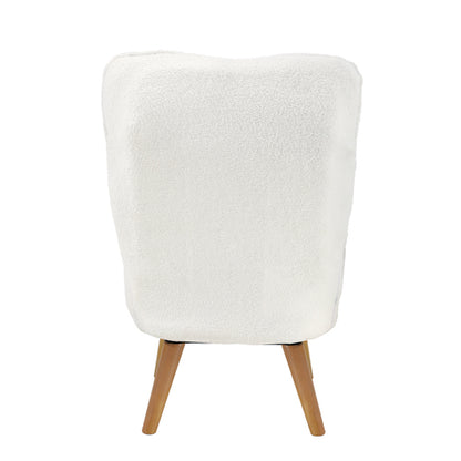 ACH-ST-TRON-SP-WH Oikiture Armchair with Ottoman Swivel Sherpa White