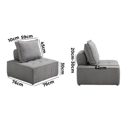 ACH-TOFU-GY Oikiture Armless Sofa with Adjustable Back Modular Grey