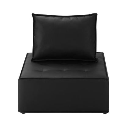 ACH-TOFU-LEA-BK Oikiture Pu Leather Sofa Couch Black