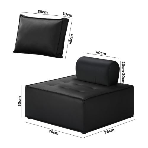 ACH-TOFU-LEA-BK Oikiture Pu Leather Sofa Couch Black