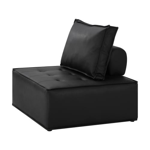 ACH-TOFU-LEA-BK Oikiture Pu Leather Sofa Couch Black