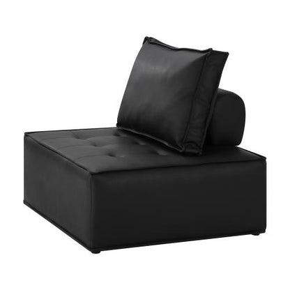 ACH-TOFU-LEA-BK Oikiture Pu Leather Sofa Couch Black