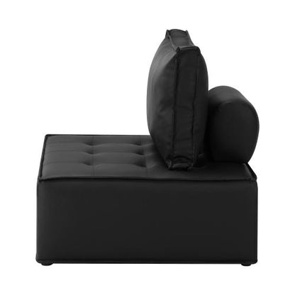 ACH-TOFU-LEA-BK Oikiture Pu Leather Sofa Couch Black