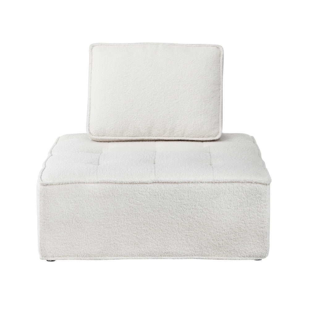 ACH-TOFU-SP-WH Oikiture 1 Seater Boucle Modular Sofa Lounge Chair Armless TOFU Back White