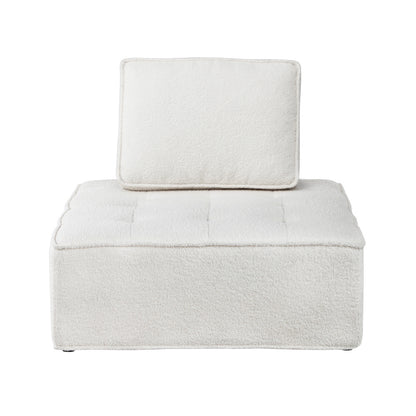 ACH-TOFU-SP-WH Oikiture 1 Seater Boucle Modular Sofa Lounge Chair Armless TOFU Back White