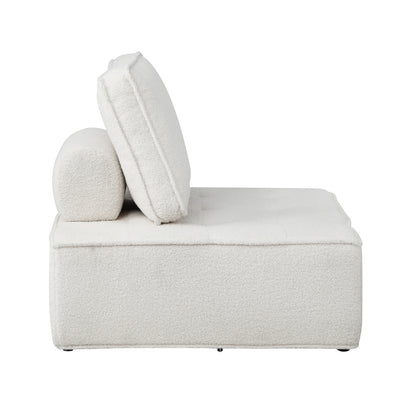 ACH-TOFU-SP-WH Oikiture 1 Seater Boucle Modular Sofa Lounge Chair Armless TOFU Back White