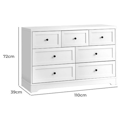 COD-HAMP-7D-WH-AB Oikiture White Color 7 Chest of Drawers Tallboy Dresser Table Storage Cabinet