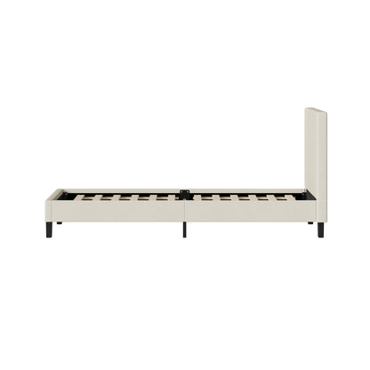BF-B-AROW-S-BG SINGLE Anatol Velvet Platform Bed Beige Color