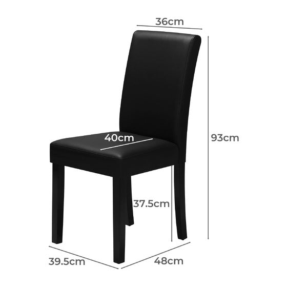 DCH-LORA-BK-2PC 2PC Living Fusion Argerich Faux Leather Dining Chairs Black (Set of 2)