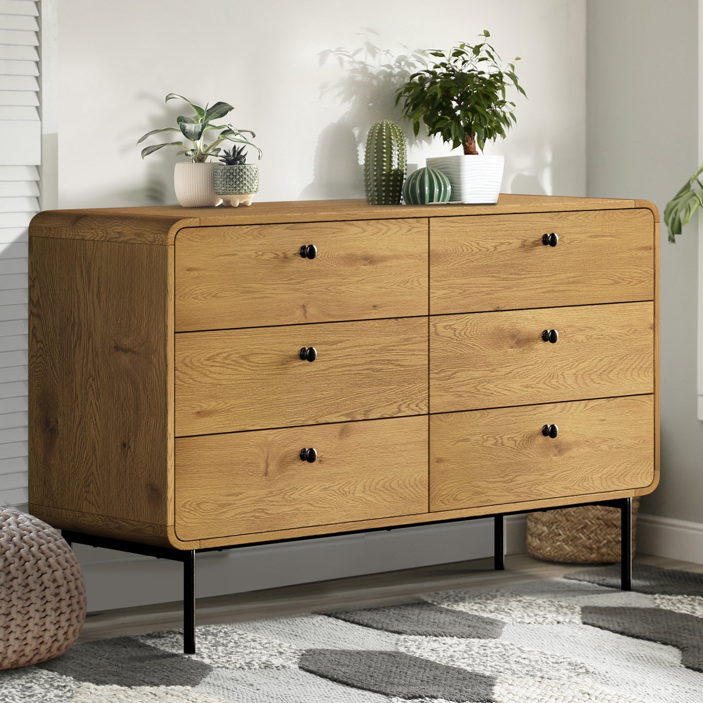 COD-VJ-SUYI-6D-WD-AB Oikiture 6 Chest of Drawers Tallboy Storage Cabinet Dresser Wood