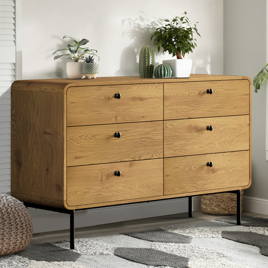 COD-VJ-SUYI-6D-WD-AB Oikiture 6 Chest of Drawers Tallboy Storage Cabinet Dresser Wood