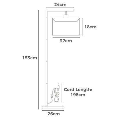 FL-A-TASK-153H-GD Arbour & Nook Aurina Iron Floor Lamp Gold