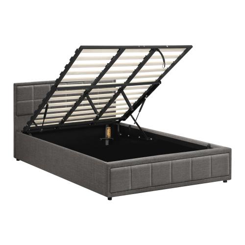 BF-B-BOSS-K-GY-ABC Oikiture Bed Frame King Size Gas Lift Storage Base Fabric Grey