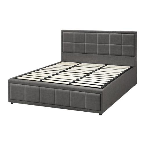 BF-B-BOSS-K-GY-ABC Oikiture Bed Frame King Size Gas Lift Storage Base Fabric Grey