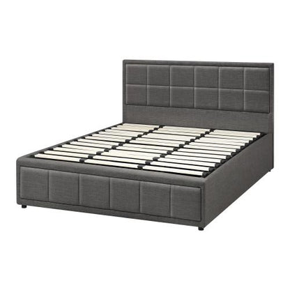 BF-B-BOSS-K-GY-ABC Oikiture Bed Frame King Size Gas Lift Storage Base Fabric Grey