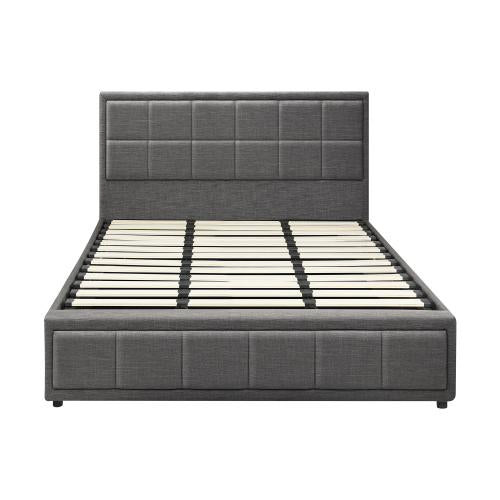 BF-B-BOSS-K-GY-ABC Oikiture Bed Frame King Size Gas Lift Storage Base Fabric Grey