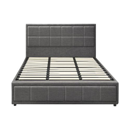BF-B-BOSS-K-GY-ABC Oikiture Bed Frame King Size Gas Lift Storage Base Fabric Grey