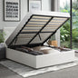 BF-B-COTI-KS-WH-ABC Oikiture Bed Frame King Single Gas Lift Storage Base White Leather