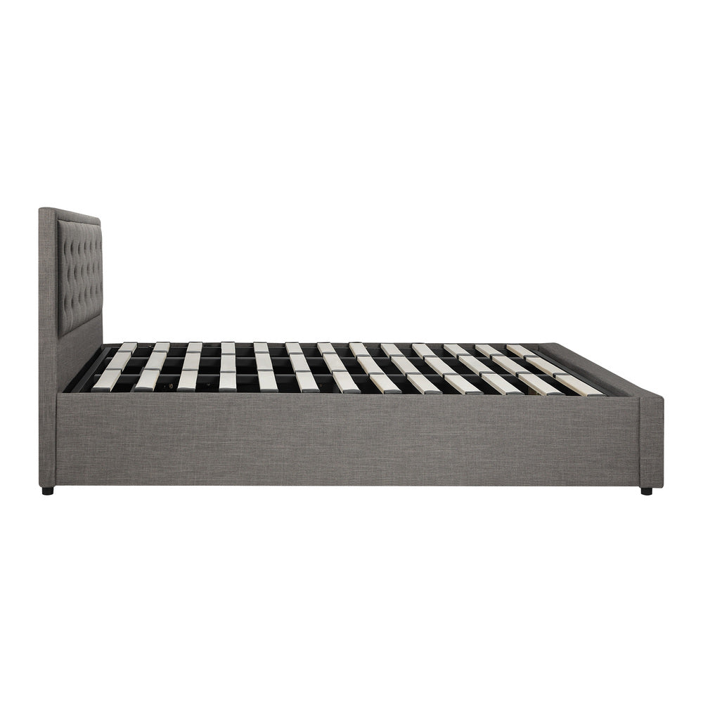 BF-B-ENZO-K-GY-ABC Oikiture King Bed Frame with Storage Space Gas Lift Grey