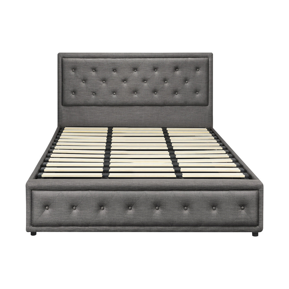 BF-B-ENZO-K-GY-ABC Oikiture King Bed Frame with Storage Space Gas Lift Grey