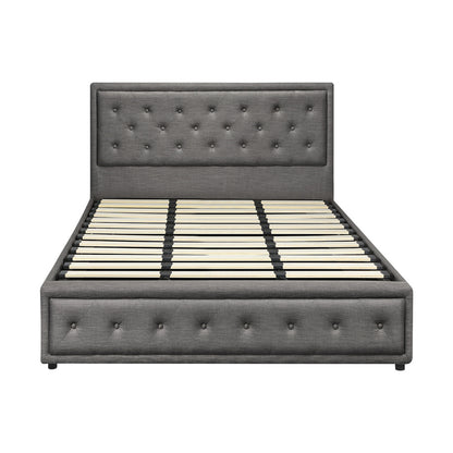 BF-B-ENZO-K-GY-ABC Oikiture King Bed Frame with Storage Space Gas Lift Grey