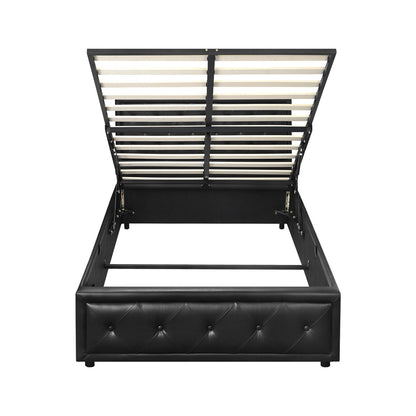 BF-B-ENZO-KS-BK-ABC Oikiture King Single Bed Frame with Storage Space Gas Lift Black