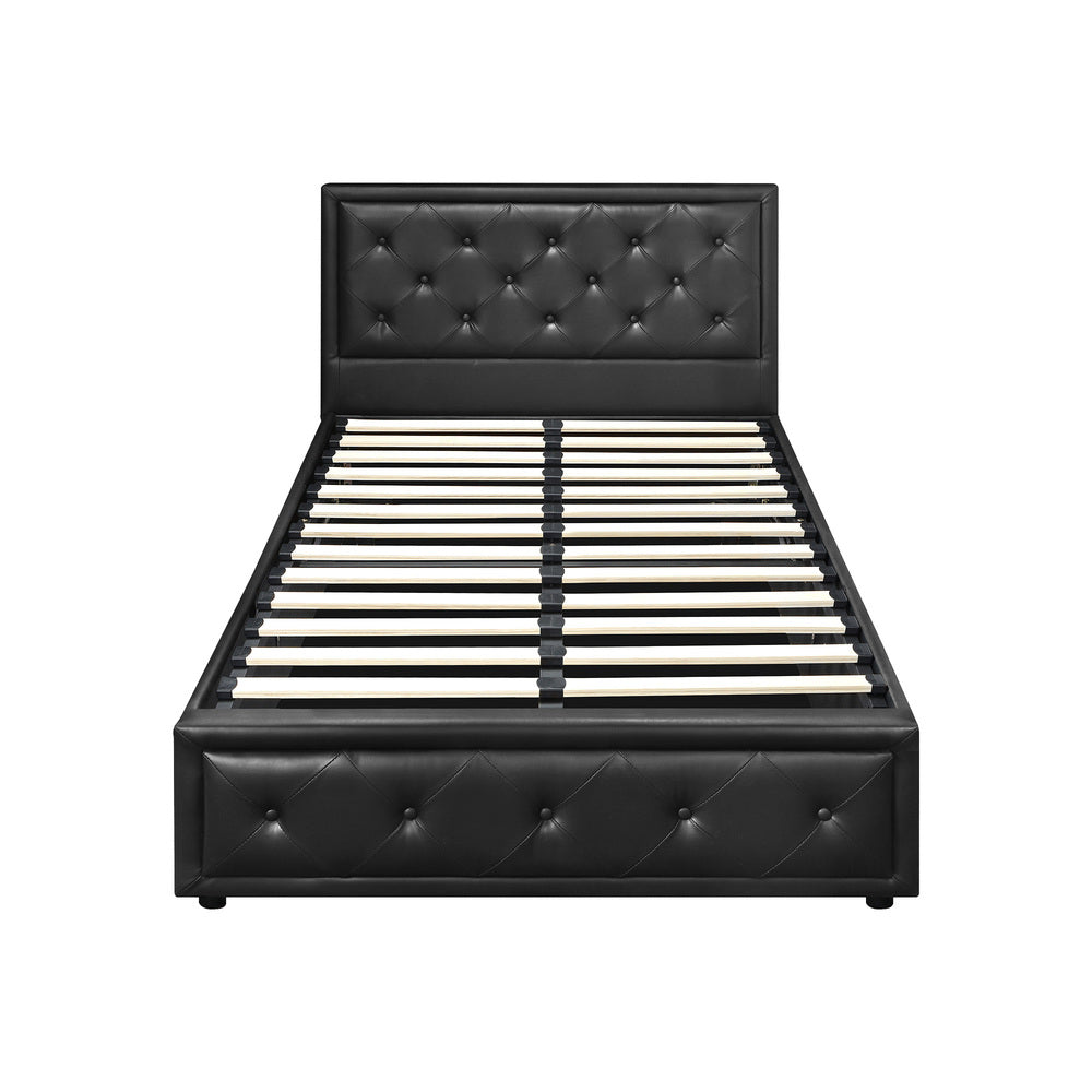 BF-B-ENZO-KS-BK-ABC Oikiture King Single Bed Frame with Storage Space Gas Lift Black