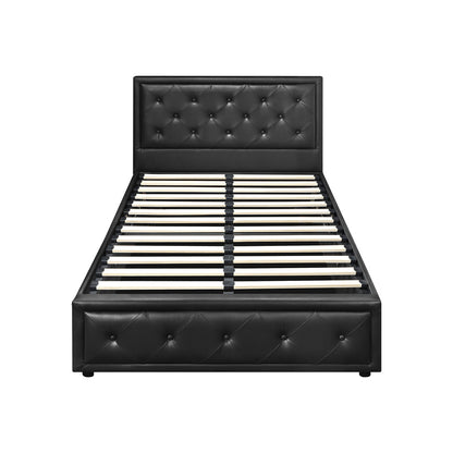 BF-B-ENZO-KS-BK-ABC Oikiture King Single Bed Frame with Storage Space Gas Lift Black