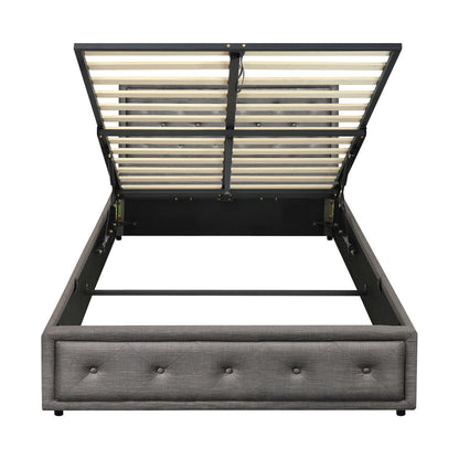 BF-B-ENZO-KS-GY-ABC Bed Frame King Single Size Gas Lift Base With Storage Grey Fabric