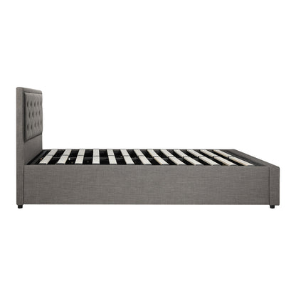 BF-B-ENZO-KS-GY-ABC Bed Frame King Single Size Gas Lift Base With Storage Grey Fabric