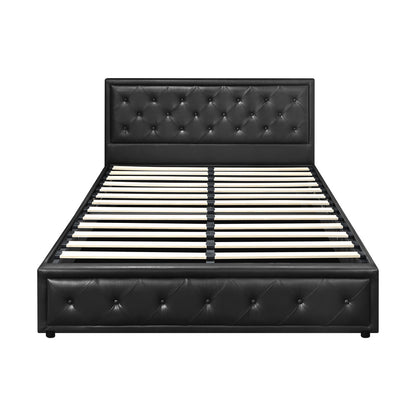 BF-B-ENZO-Q-BK-ABC Oikiture Queen Bed Frame with Storage Space Gas Lift Black