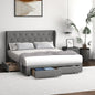 BF-B-HEMI-D-GY-ABCD Oikiture Bed Frame Double Size Base With Storage Drawers
